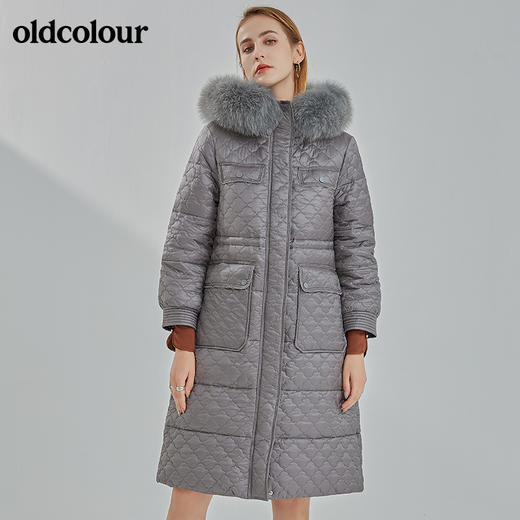 oldcolour2022冬季新款中高端时尚收腰中长款羽绒服N44093411 商品图3