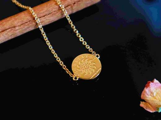 爱莎许愿珠宝 星币系列 金币单面项链（男款） 商品图3