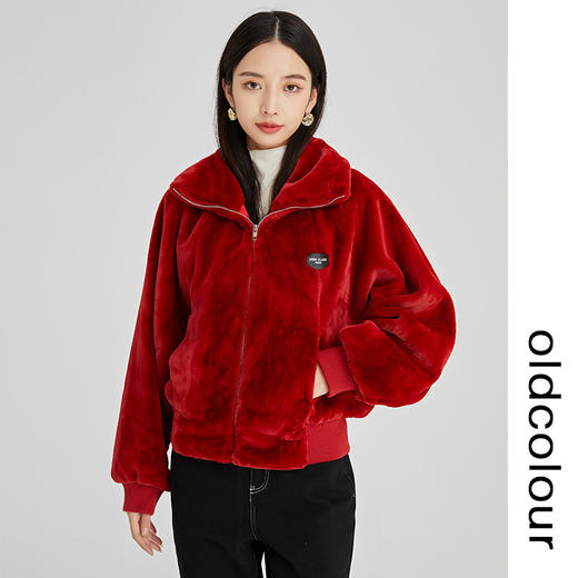 oldcolour2022年冬季新款通勤时尚修身显瘦毛绒短外套N44041213 商品图1