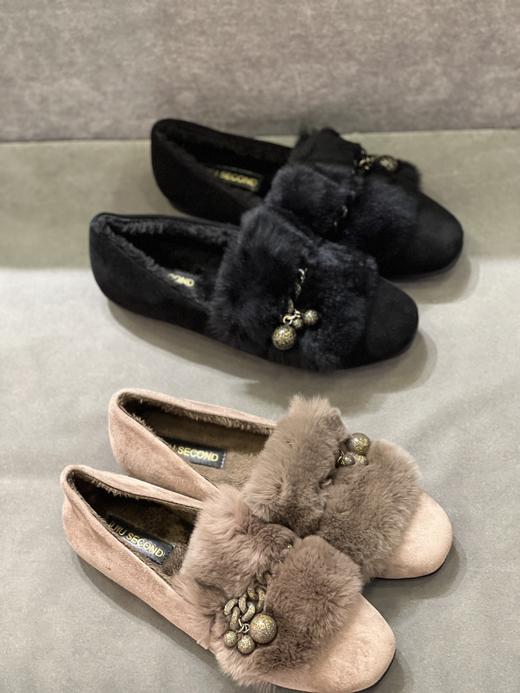 IUIU SECOND 新款加绒简约毛毛一脚蹬豆豆鞋U21CM34138 商品图5