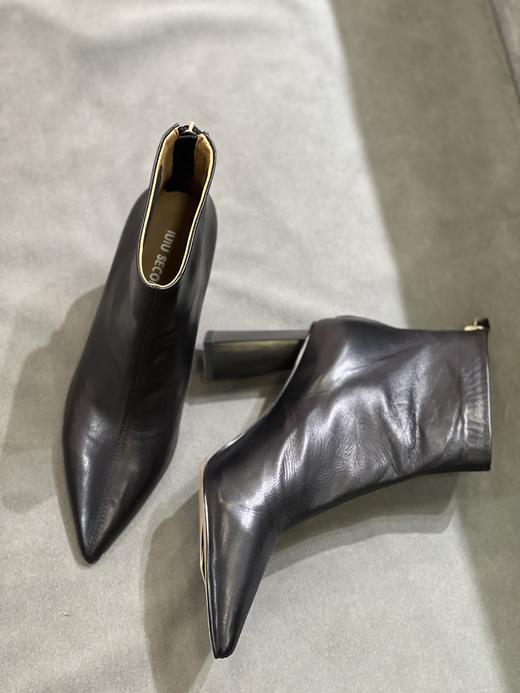 IUIU SECOND 新款气质尖头方根后拉链小短靴踝靴U21DS45741 商品图2