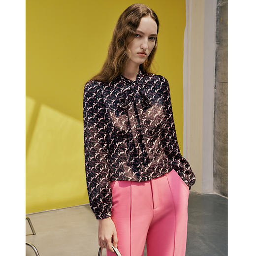 EITIE爱特爱春季新款印花飘带舒服衬衣7309003 商品图2