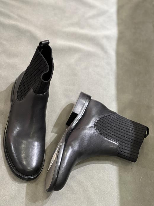 IUIU SECOND 新款加绒圆头平底弹力靴袜袜靴切尔西靴U21DS44568 商品图1