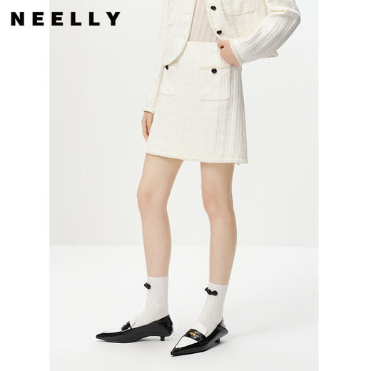 NEELLY纳俪商场同款高腰小香风半身裙女百搭时尚A字裙短裙韩版N23012E01040 商品图2