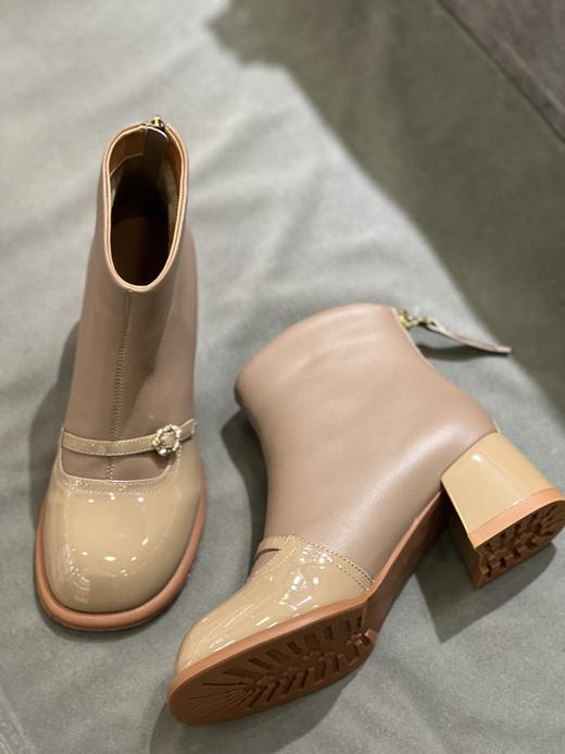 IUIU SECOND 2022新款减龄拼皮后拉链切尔西靴弹力靴U22DS44851 商品图2