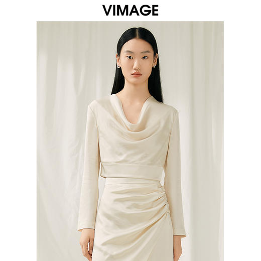 VIMAGE纬漫纪春季新款设计感小众修身短款小上衣女V1913503 商品图2