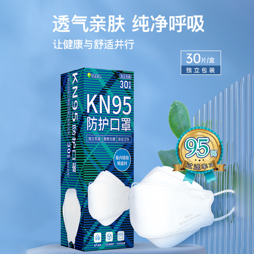 【超值3盒装，共90片】ISDG KN95鱼型口罩 30枚/盒