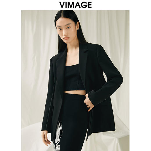 VIMAGE纬漫纪春季新款时尚干练中性气质一字扣西装外套女V1903507 商品图2