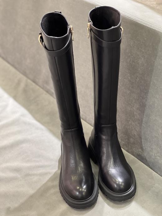 IUIU SECOND 新款简约圆头低跟侧拉链长筒靴U21DQ43638 商品图3