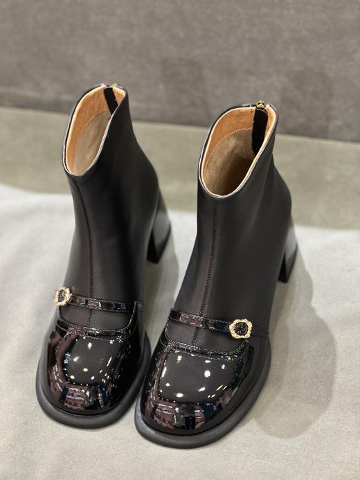 IUIU SECOND 2022新款减龄拼皮后拉链切尔西靴弹力靴U22DS44851 商品图5