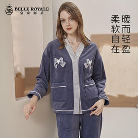 皇家丽美冬季睡衣女双面澳毛绒保暖家居服套装JJT9759