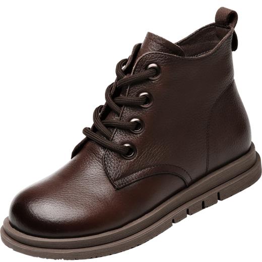 信诺妈妈棉鞋女冬款加绒真皮软底中老年短靴女防滑马丁靴中年皮鞋X2M205032 商品图4