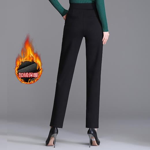 加绒加厚松紧腰直筒裤，弹力高腰显瘦保暖裤TYWF8965 商品图3