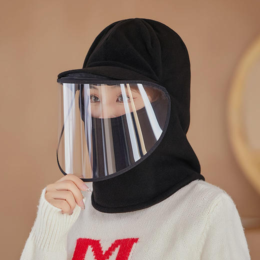 【防飞沫面罩帽】秋冬女保暖帽骑电瓶车防风帽子 男户外加绒护耳防寒帽 商品图6