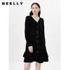 NEELLY纳俪商场同款黑色连衣裙女气质v领中长款A字裙春季新款N23011Y01019 商品缩略图2