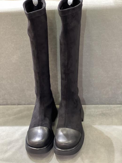 IUIU SECOND 新款圆头拼面低跟弹力靴袜袜靴长筒靴U21DQ45731 商品图1