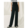 VIMAGE纬漫纪春季新款黑色微喇裤子V1905504 商品缩略图0