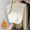 修身加厚抗起球秋冬加绒纽扣针织衫打底衫 商品缩略图4