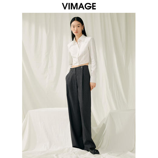 VIMAGE纬漫纪春季新款通勤显瘦百搭短上衣衬衣V1909503 商品图1
