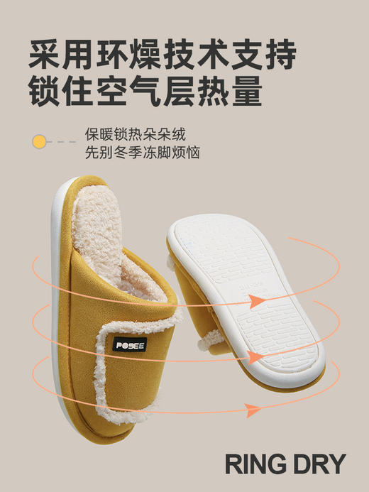 朴西新款棉拖鞋女士秋冬季保暖居家简约防滑防臭厚底软底静音拖鞋38~39码 商品图2