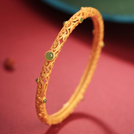祥云如意古法鎏金手镯女生开口古风镯子礼物 商品图6