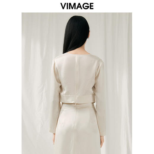 VIMAGE纬漫纪春季新款设计感小众修身短款小上衣女V1913503 商品图4