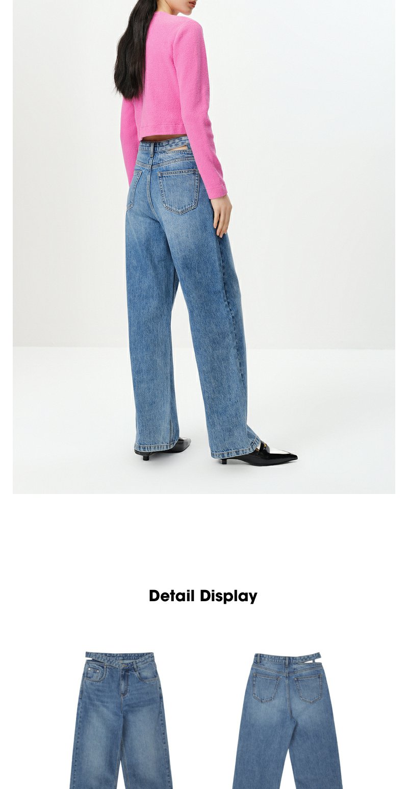 neelly纳俪商场同款气质牛仔裤女百搭长款阔腿裤显瘦直筒裤时尚 n2