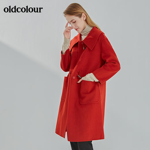 oldcolour2021冬季新款时尚气质修身百搭中长款手工大衣N44156430 商品图4