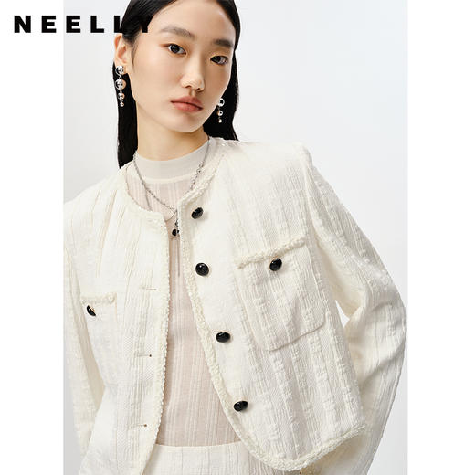 NEELLY纳俪商场同款气质小香风短款外套女2023春季新款时尚上衣 N23012C01038 商品图3