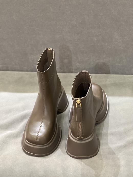 IUIU SECOND 2022新款方圆头净面厚底后拉链切尔西短靴U22DS44711 商品图3