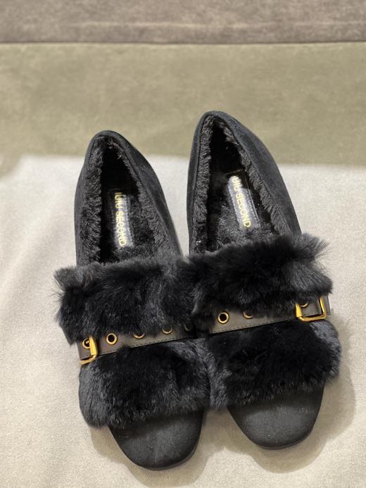 IUIU SECOND 新款加绒通勤毛毛一脚蹬豆豆鞋U21CM34128 商品图2