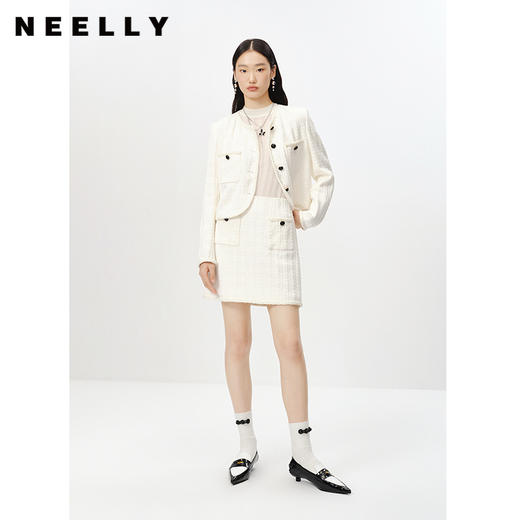 NEELLY纳俪商场同款高腰小香风半身裙女百搭时尚A字裙短裙韩版N23012E01040 商品图1