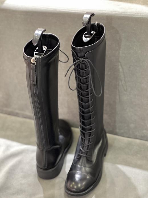 IUIU SECOND 新款秀气圆头平跟后拉链骑士靴长筒靴U21DQ45321 商品图1