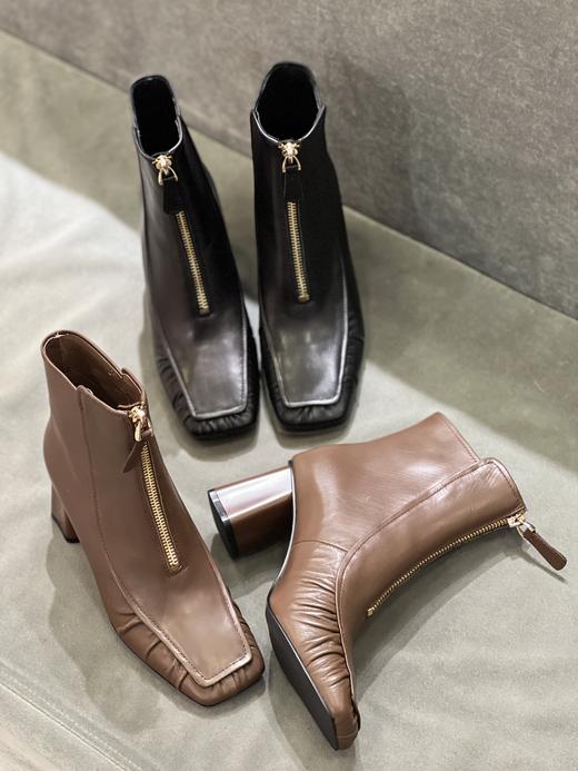 IUIU SECOND 新款时尚方头前拉链方根小短靴U21DS44421 商品图5