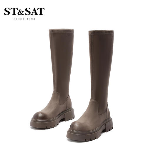 星期六圆头擦色高筒瘦瘦靴SS24117042 商品图5