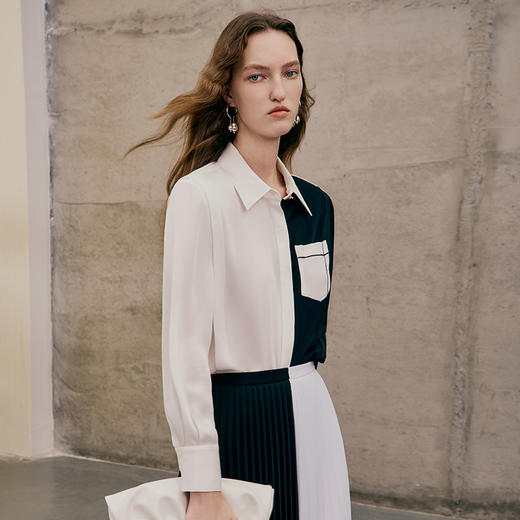 EITIE爱特爱春季新款黑白撞色衬衣7309005 商品图2