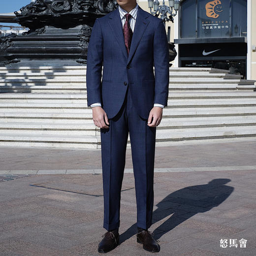 Stylbiella Central 澳洲美丽诺羊毛藏蓝色暗亲王格全麻衬套装 商品图0