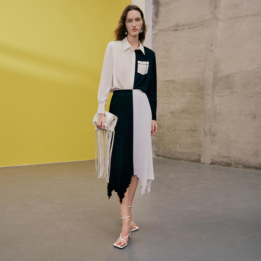 EITIE爱特爱春季新款黑白撞色衬衣7309005 商品图1