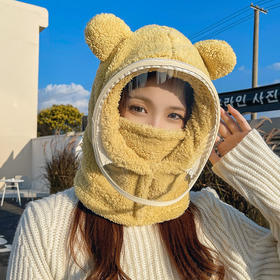 【防飞沫面罩帽】帽子女冬季保暖女款骑车防风防护面罩