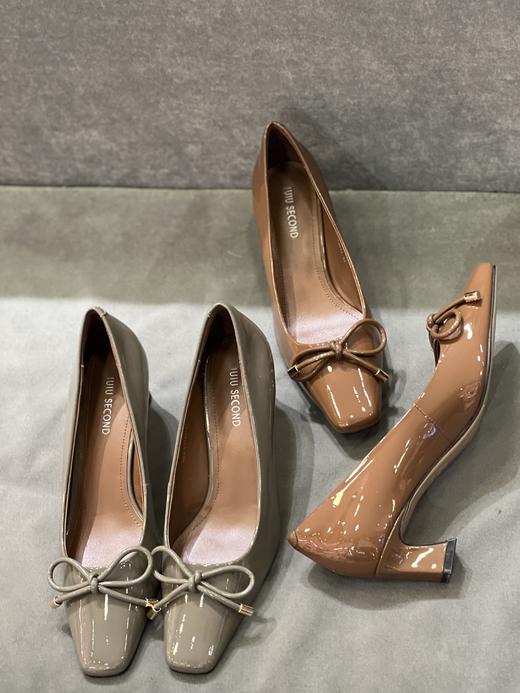 IUIU SECOND 2022新款小方头蝴蝶结浅口中跟单鞋U22CE37471 商品图0