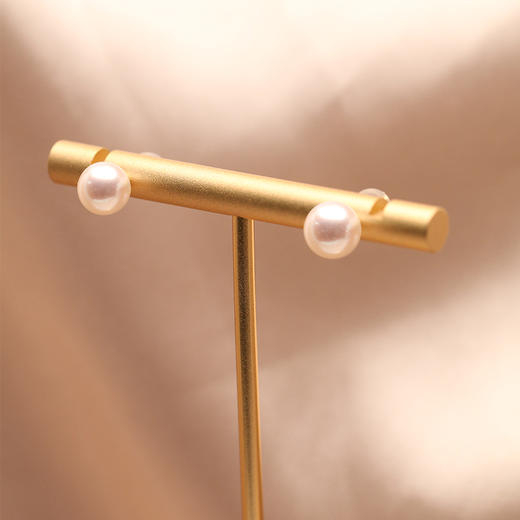 金18K海水珍珠耳钉 7-7.5mm白一根针 105899 商品图6