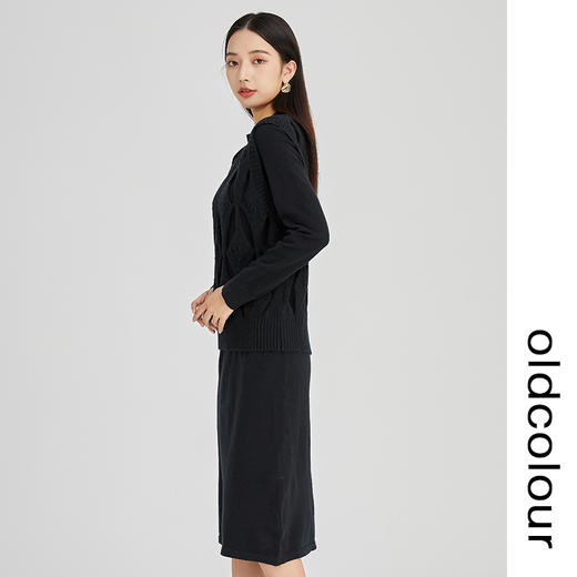 oldcolour2022年冬季新款通勤时尚气质风针织两件套连衣裙女N44106447 商品图3