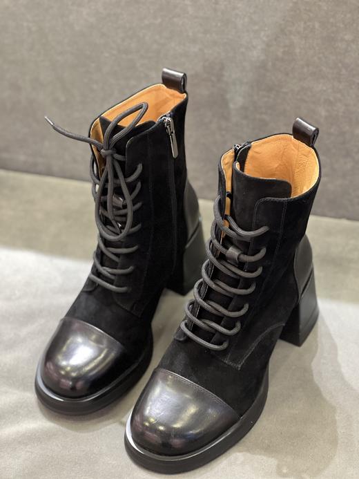 IUIU SECOND 2022新款时尚拼皮厚底侧拉链马丁靴U22DS44641 商品图3