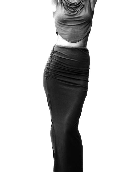 SIJIA |  希腊感褶皱半裙  可做抹胸裙[ 黑SS2315 ] 商品图4