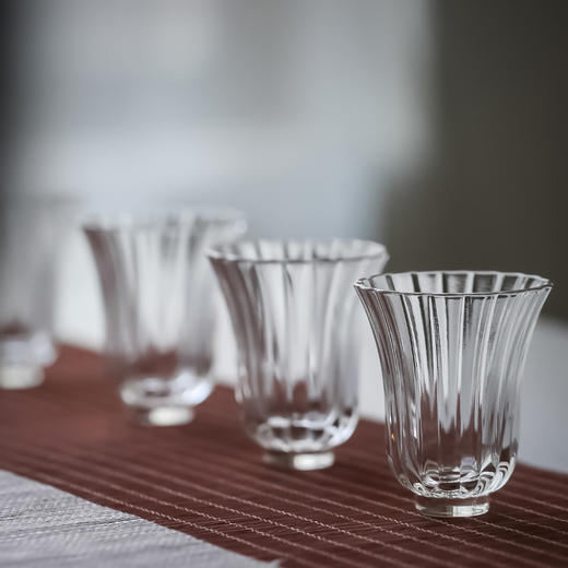 暗香疏影/玲珑杯 高款条纹品杯玻璃茶具品茗杯单杯小杯子主人杯迷你小号花瓣功夫茶茶杯 商品图3