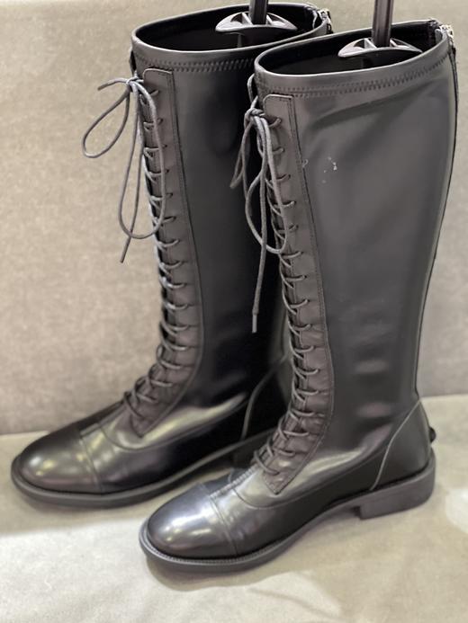 IUIU SECOND 新款秀气圆头平跟后拉链骑士靴长筒靴U21DQ45321 商品图4