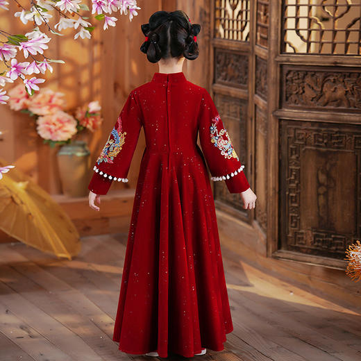 加绒喜庆连衣裙唐装，国潮礼服中式婚礼花童裙XW-A2261 商品图3