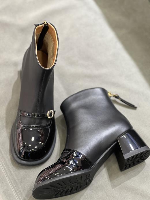 IUIU SECOND 2022新款减龄拼皮后拉链切尔西靴弹力靴U22DS44851 商品图3