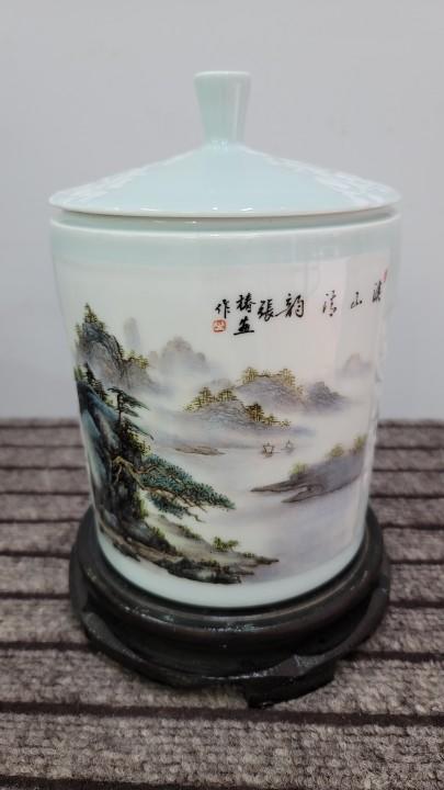 粉彩山水茶叶罐 商品图0
