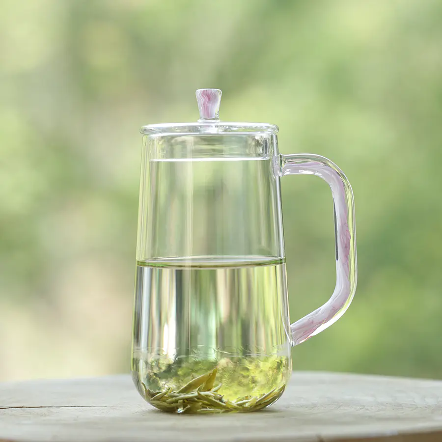 禾器碧影·青霓杯 玻璃水杯办公室带盖泡茶杯高档耐高温男女士带把